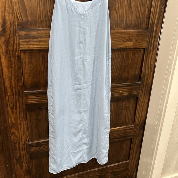 Super Down Dress Women Extra Small Light Baby Blue Long Maxi Cut Out Cap Sleeve - Picture 7 of 11